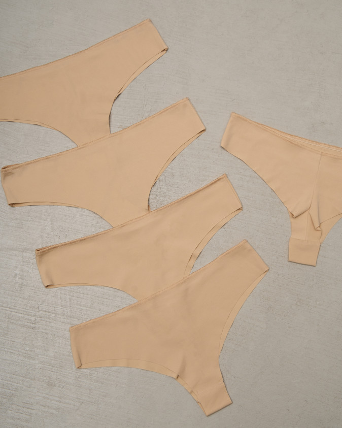 Жіночі трусики-бразильяни тілесні поліестер - безшовні, широкий бік