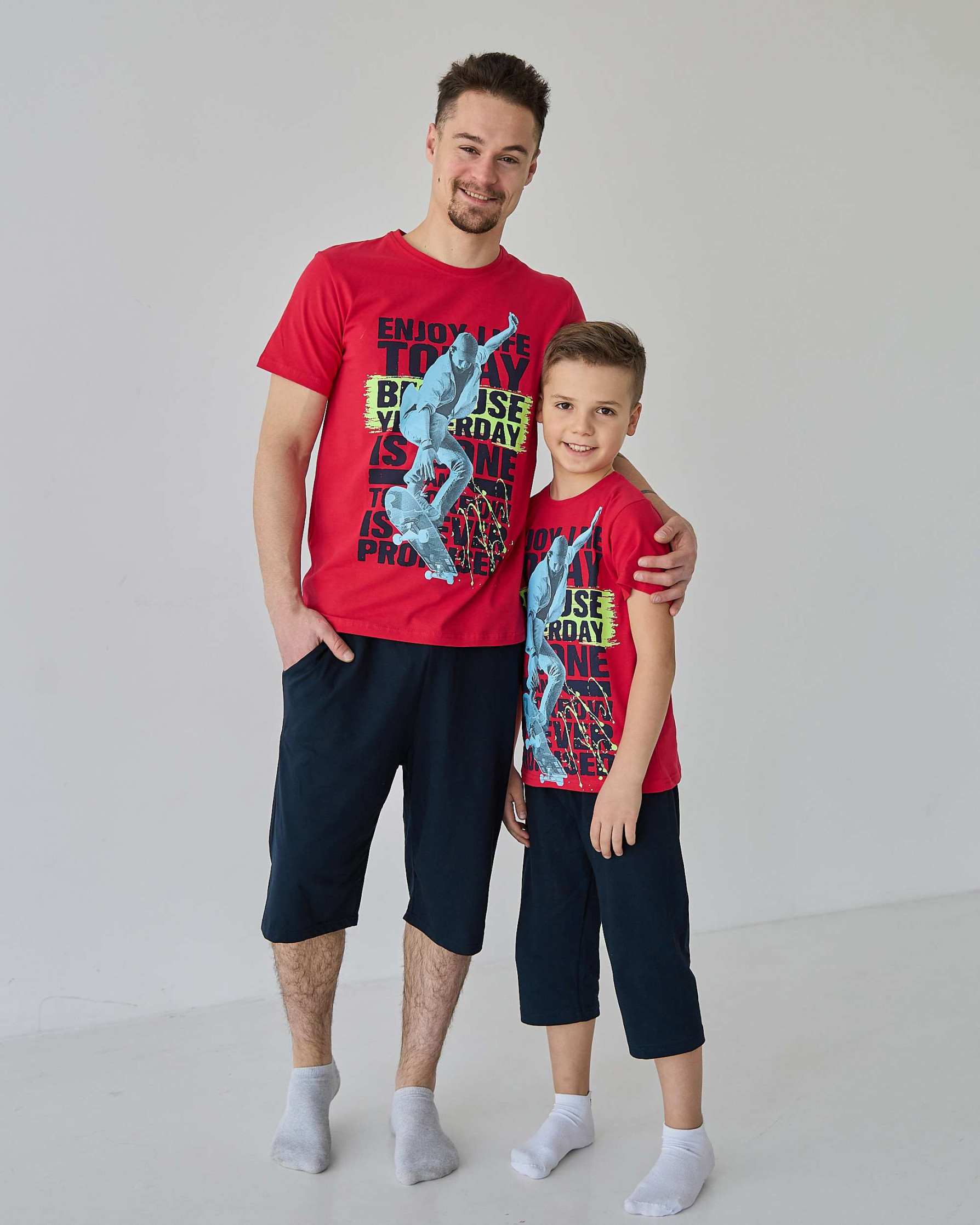 Чоловічий комплект з шортами - Скейт - Family look батько/син