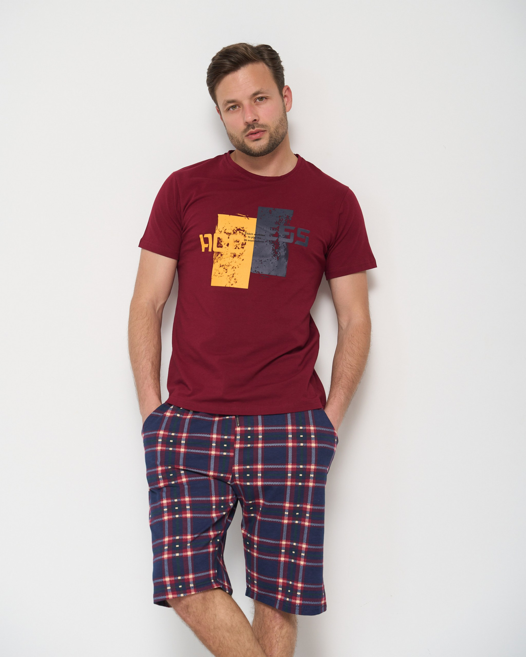 Чоловічий комплект з шортами - Бордовий