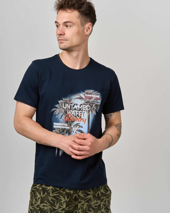 Чоловічий комплект з шортами хакі - листя - Family look батько/син