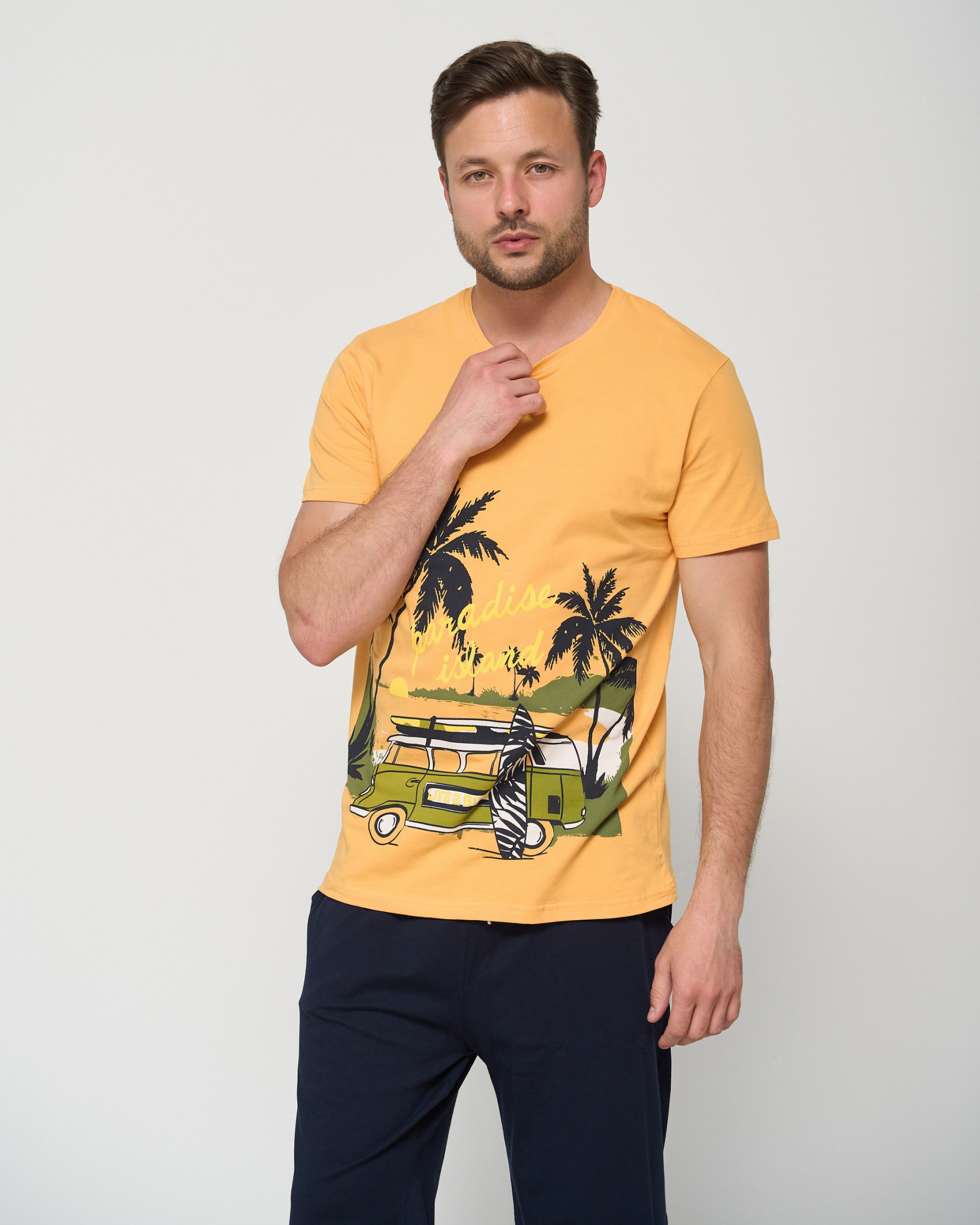 Чоловічий комплект з шортами - літній принт