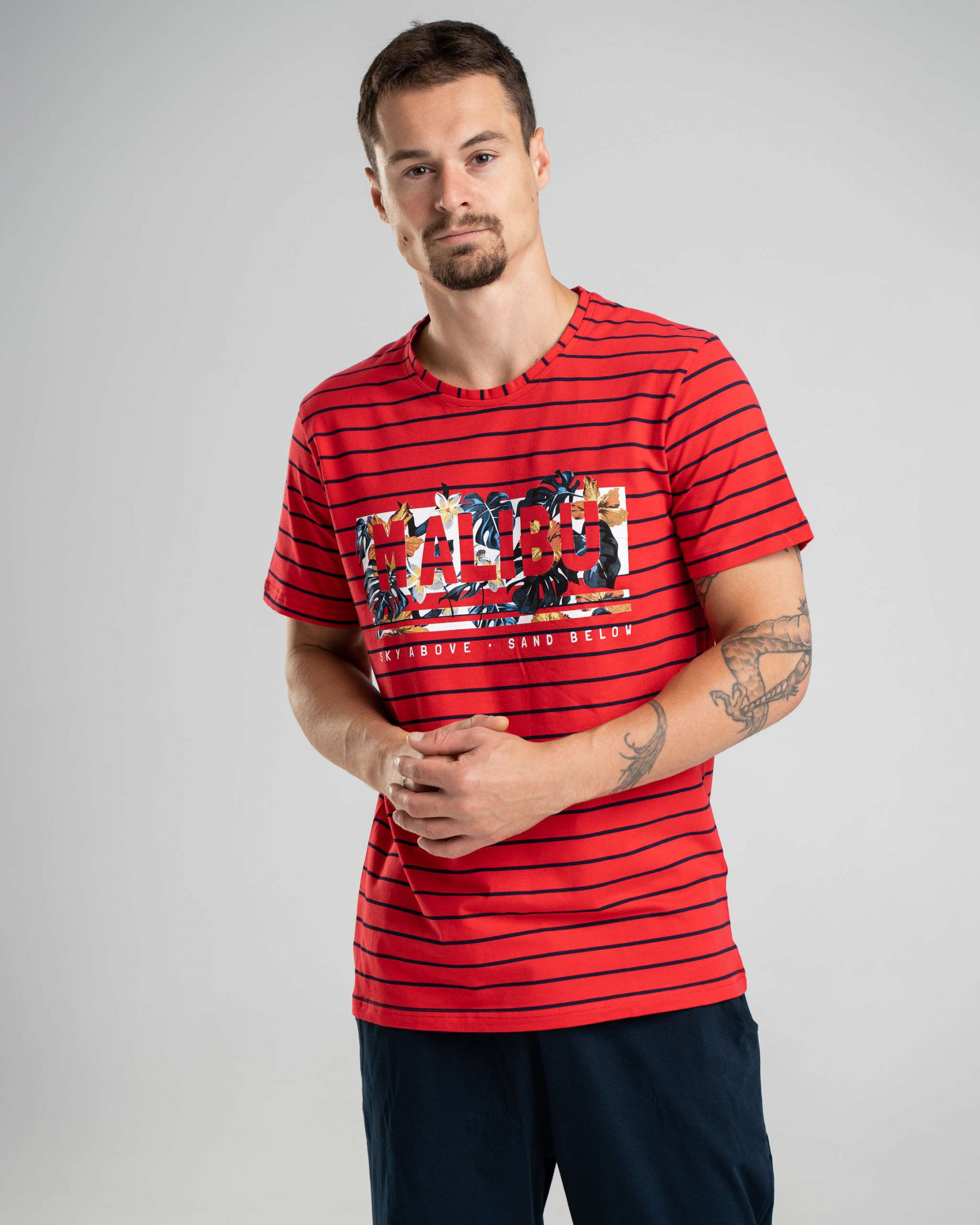 Чоловічий комплект у смужку з шортами  - Malibu 