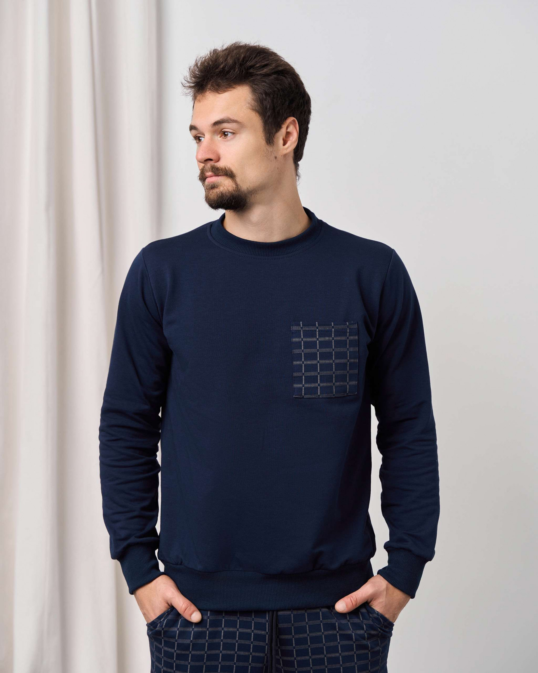 Чоловічий теплий костюм зі штанами в клітинку - Байка