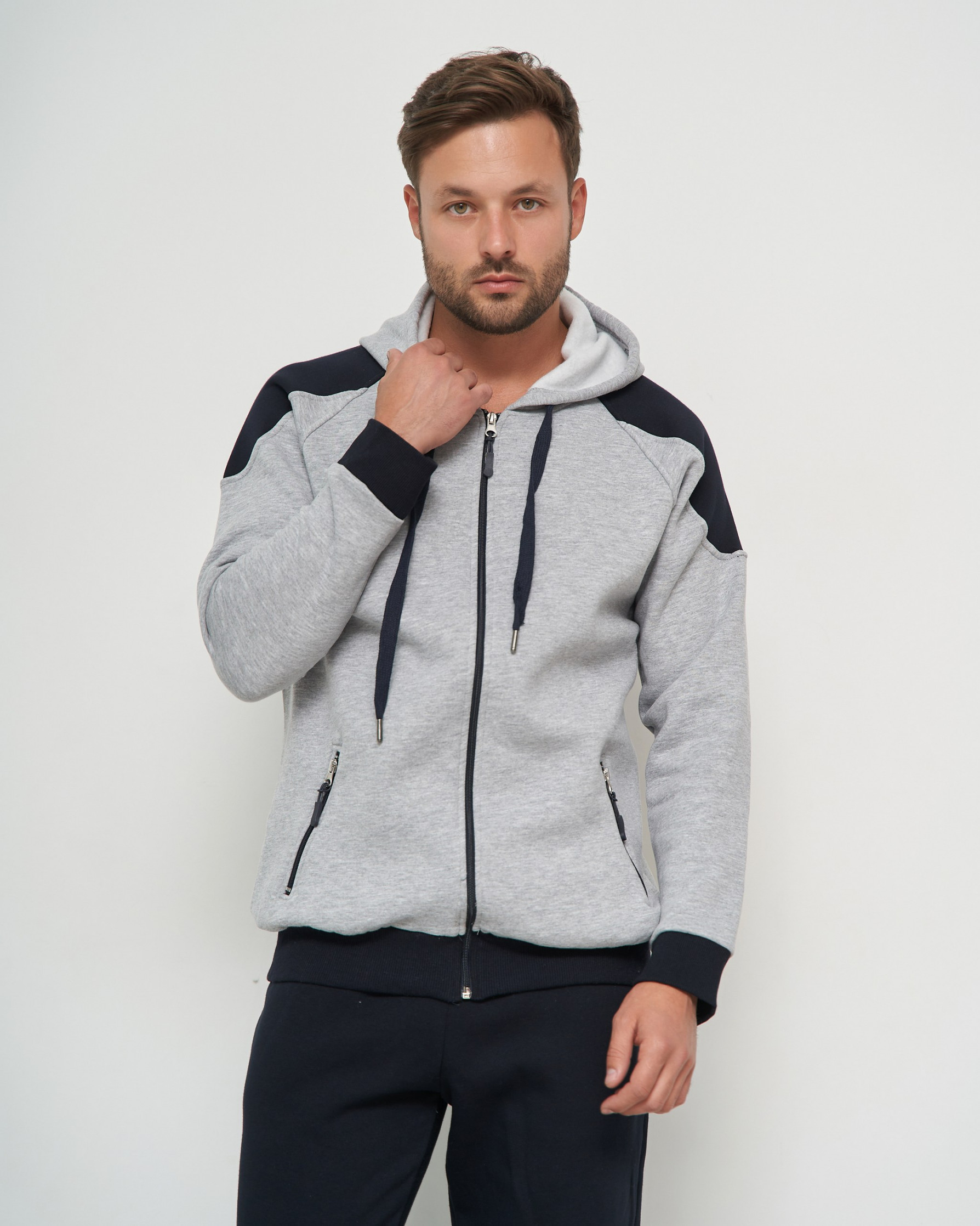 Чоловічий теплий костюм на блискавці зі штанами - Байка з утепленням