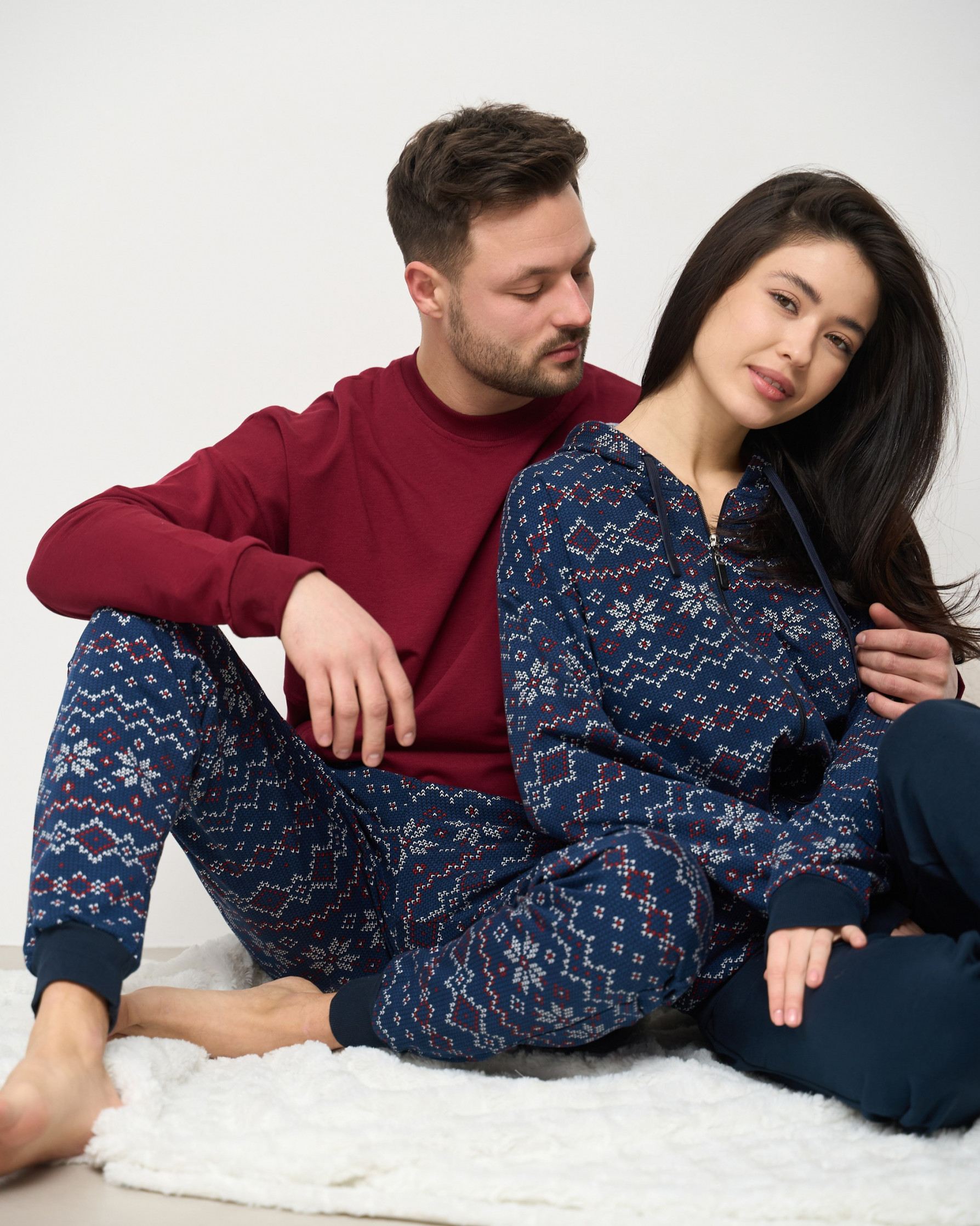 Чоловічий теплий костюм - Байка - штани в орнамент