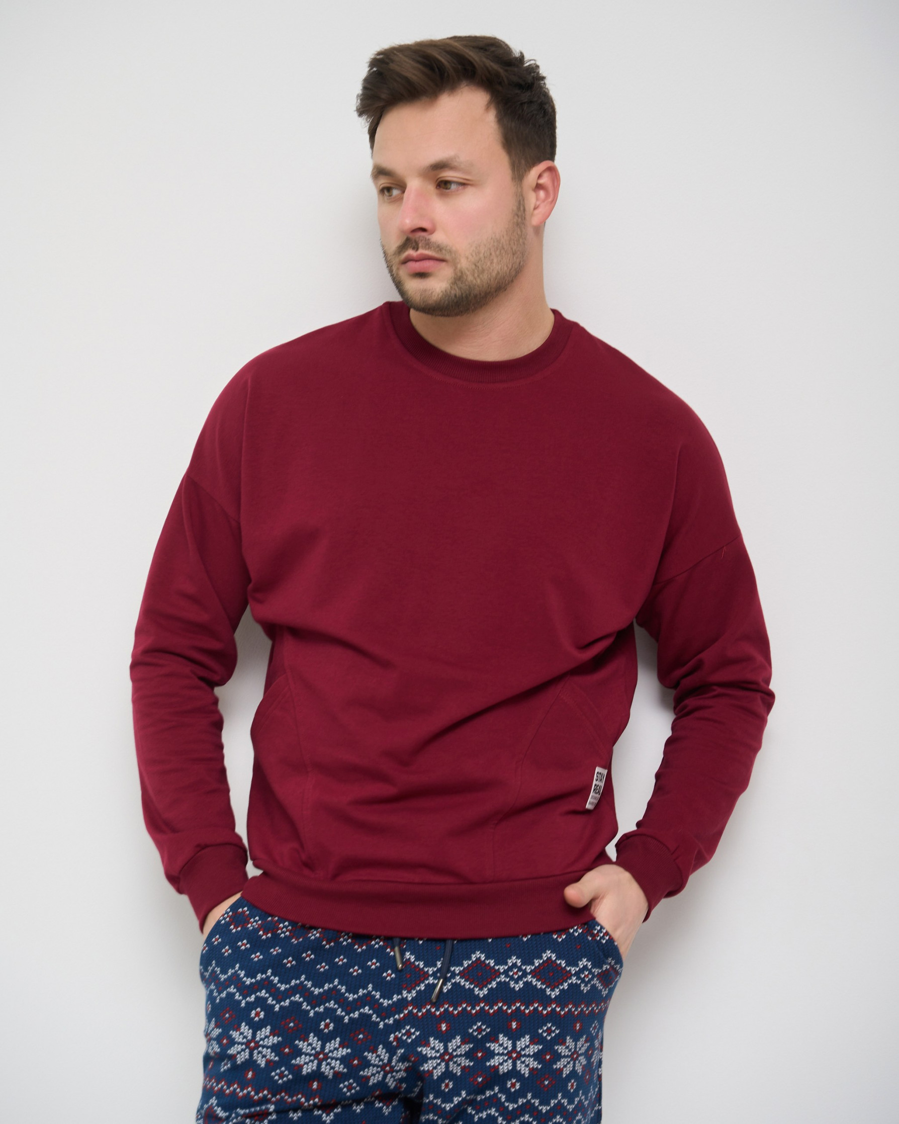 Чоловічий теплий костюм - Байка - штани в орнамент