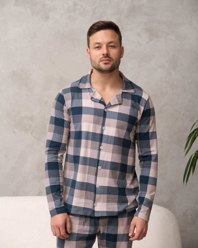 Чоловічий комплект зі штанами - фіолетова клітинка