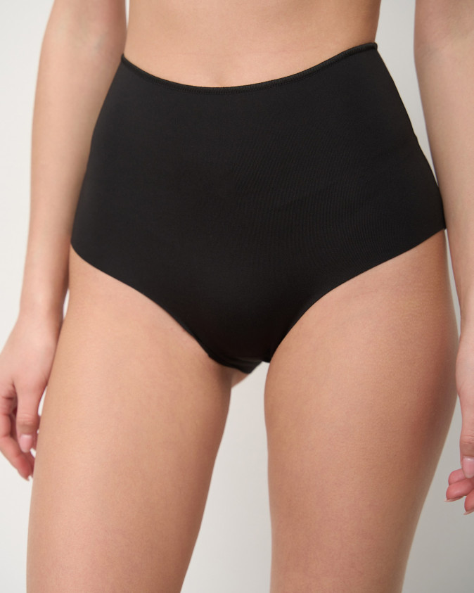 Жіночі чорні трусики з високою посадкою - безшовні, поліестер