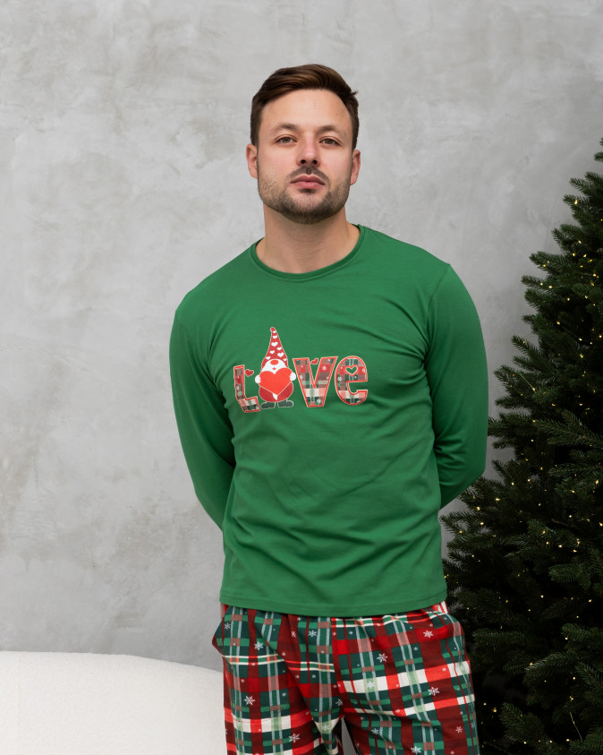 Чоловічий комплект із штанами - Новорічна Love - Family look для родини