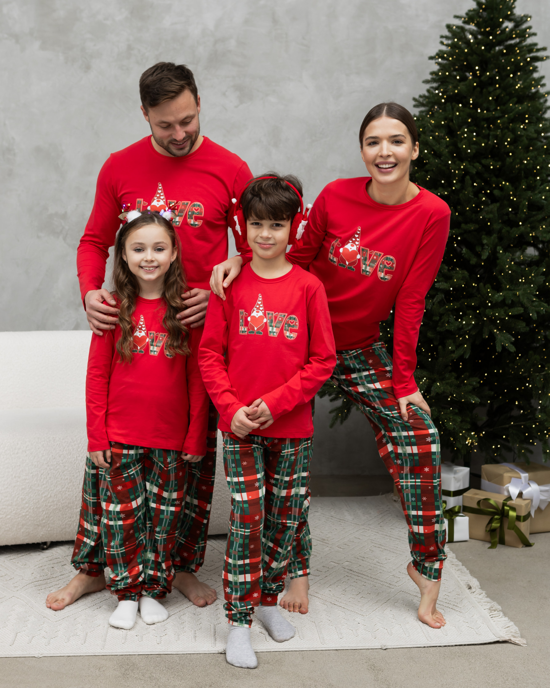 Мужской комплект со штанами - Новогодняя Love - Family look для семьи