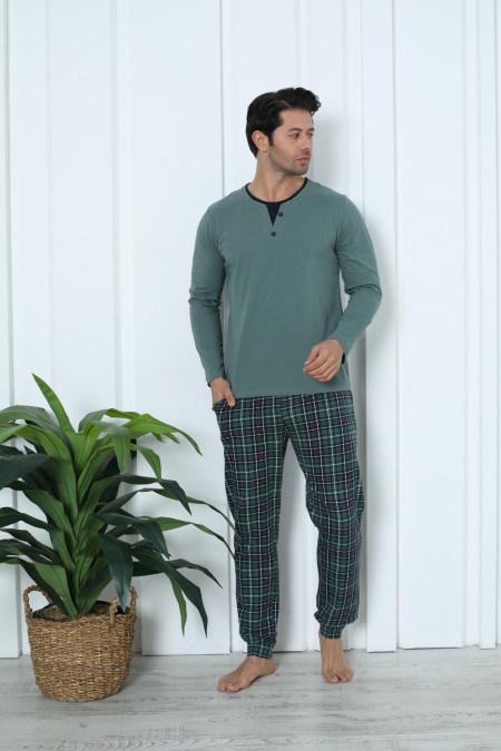 Чоловічий комплект 2 ґудзика - штани у клітинку