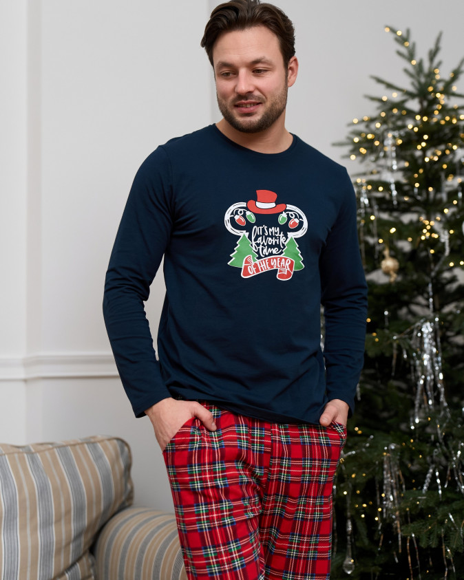 Чоловічий комплект із штанами - Новорічна Міккі - Family look для родини