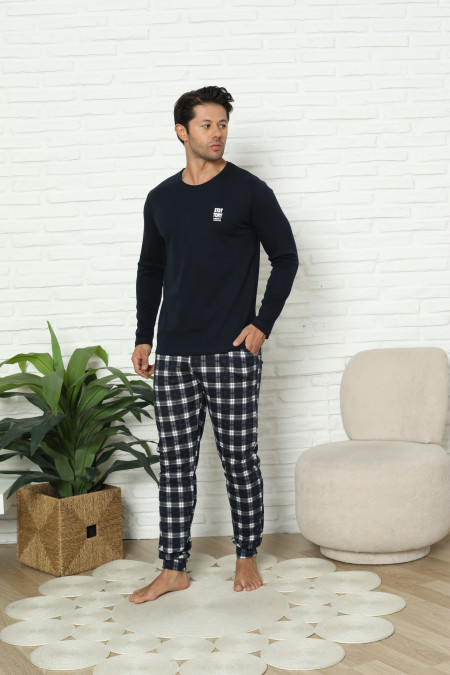 Чоловічий комплект зі штанами у клітинку - Інтерлок