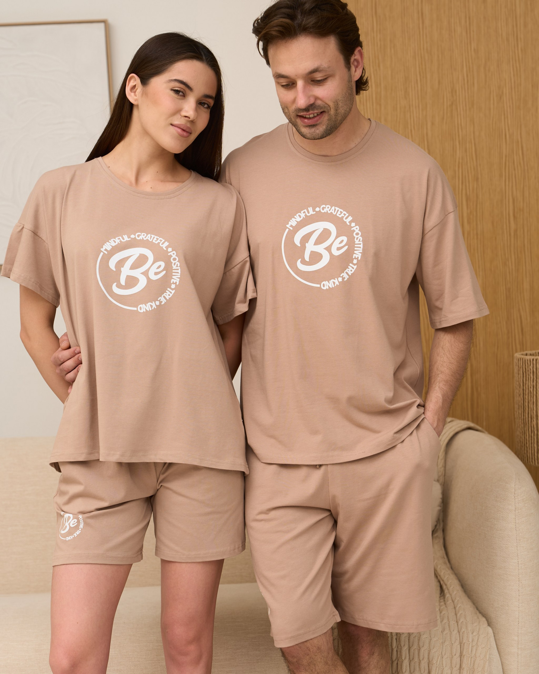 Чоловічий комплект з шортами Be positive - Family look для пари
