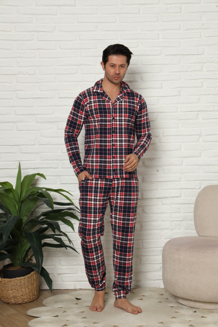 Чоловіча піжама зі штанами клітинка - Family look для пари