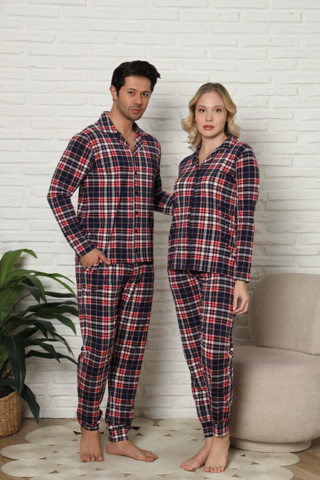 Чоловіча піжама зі штанами клітинка - Family look для пари