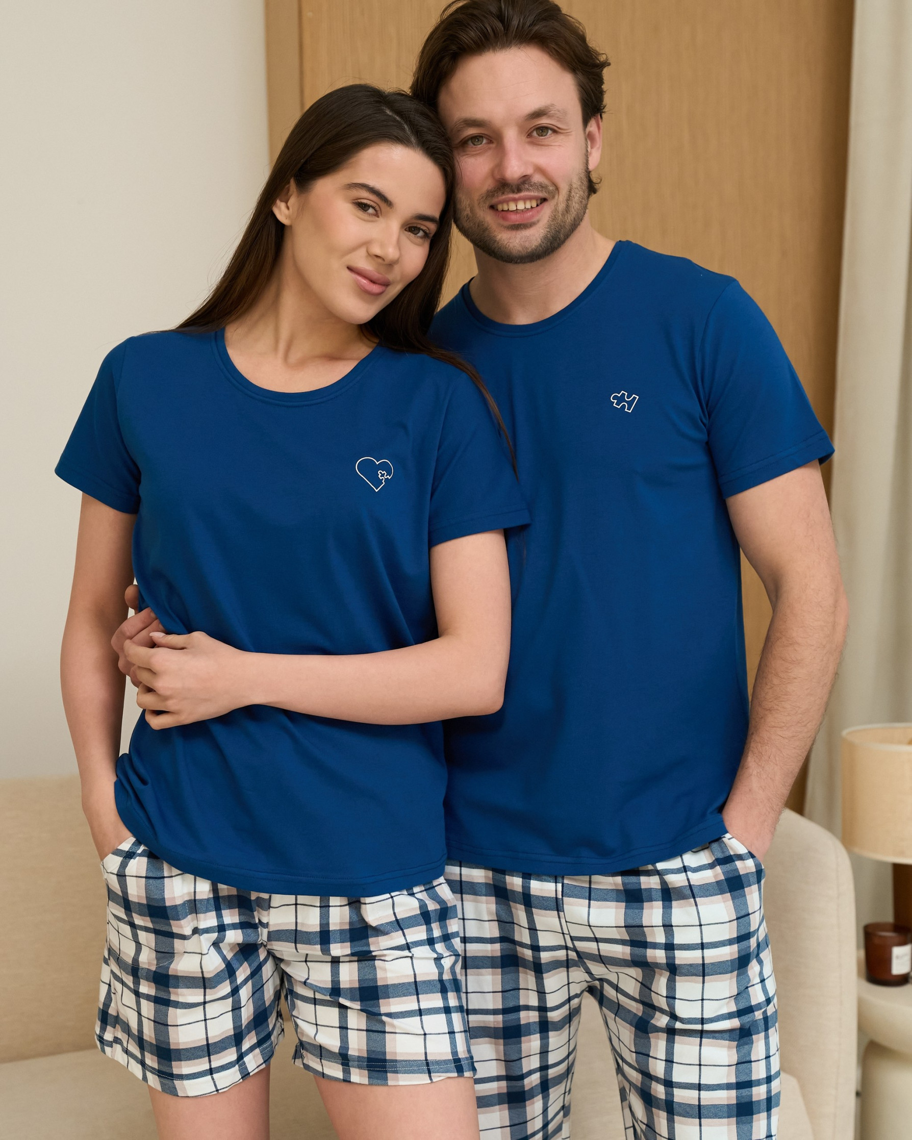 Мужской комплект с шортами Пазл - Family look для пари