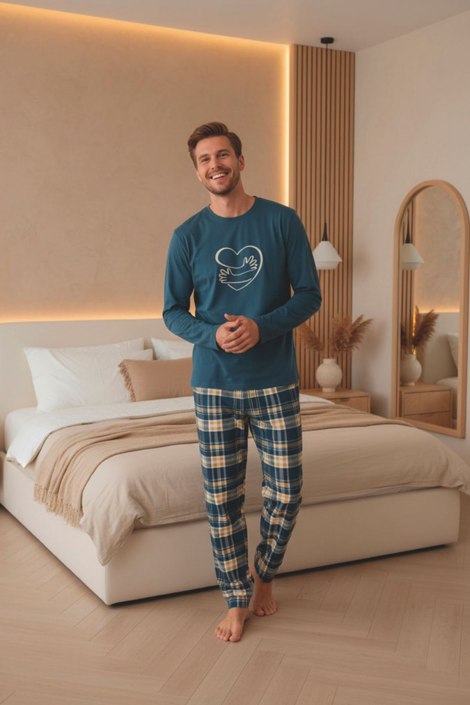 Мужской комплект со штанами - Сердце - Family look для пары