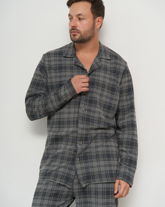 Чоловічий комплект на ґудзиках Plus Size - темно-сірий