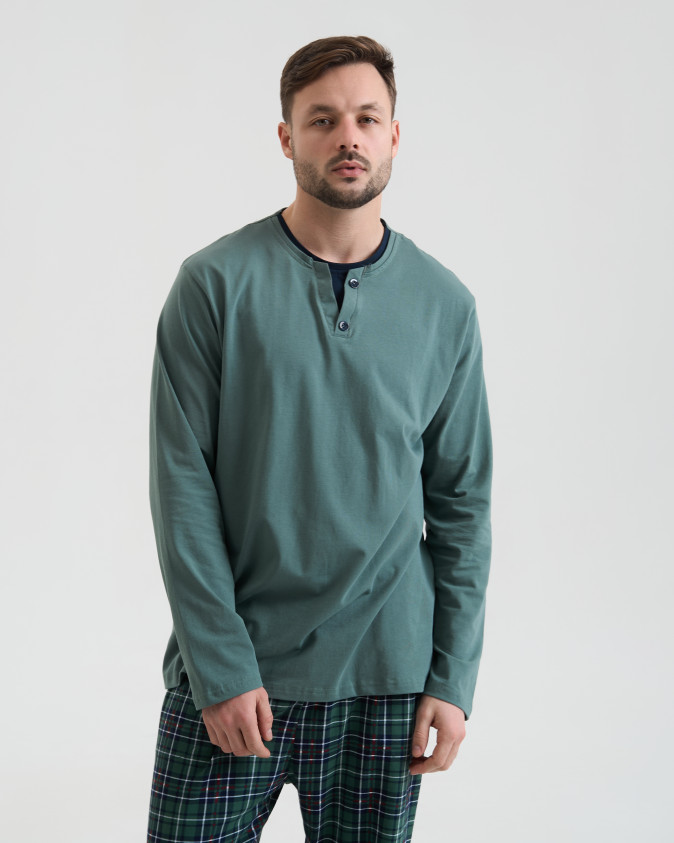 Чоловічий комплект зі штанами в клітинку Plus Size - хакі