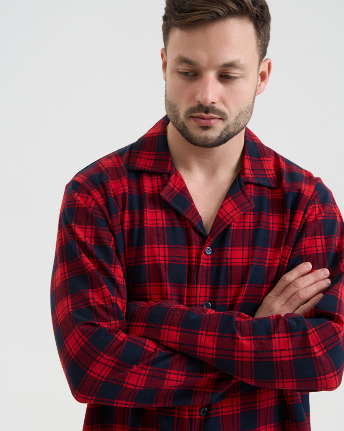 Чоловічий комплект Plus Size синьо-червона клітинка - Family look для родини