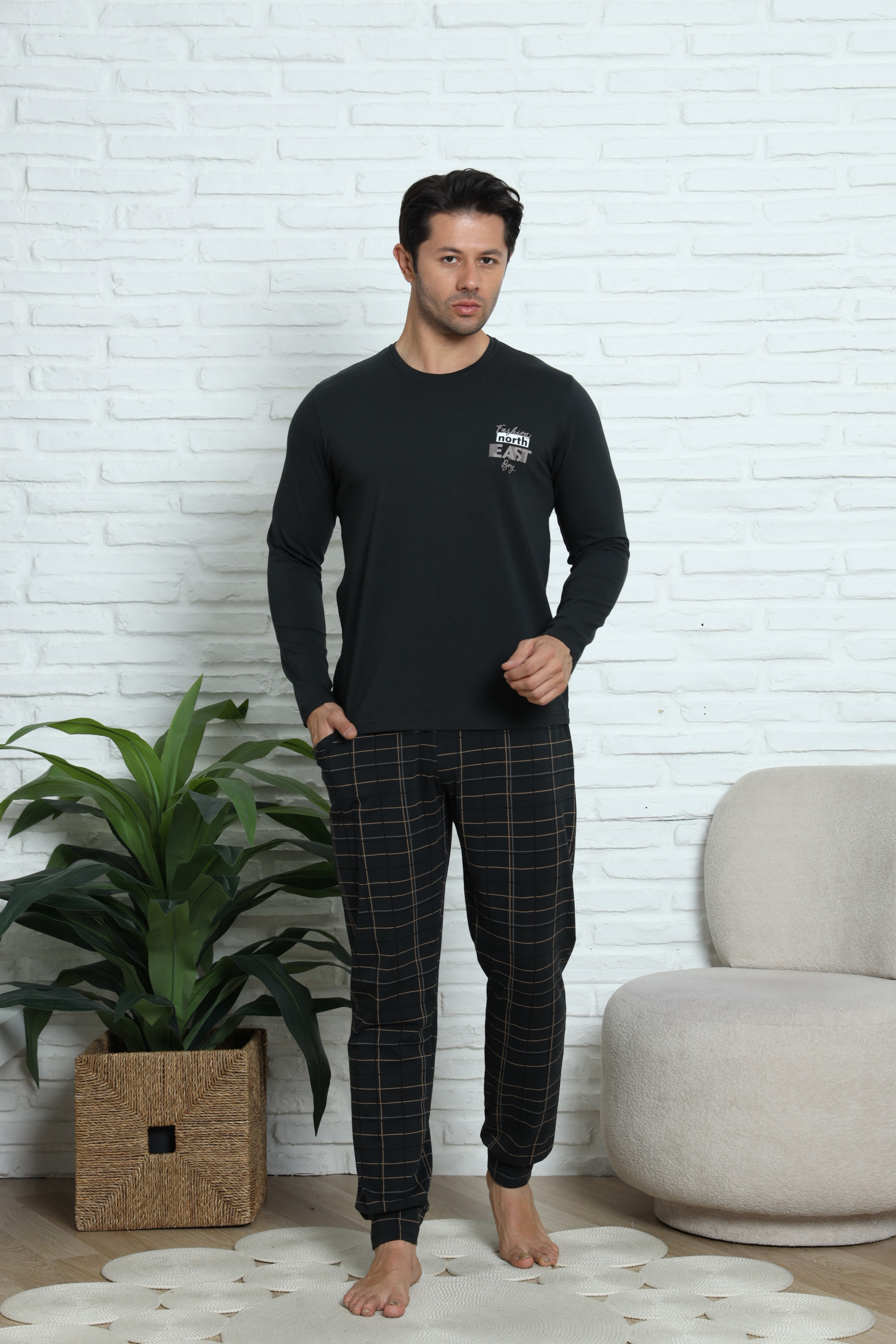 Мужской комплект штаны в клетку Plus Size - North East