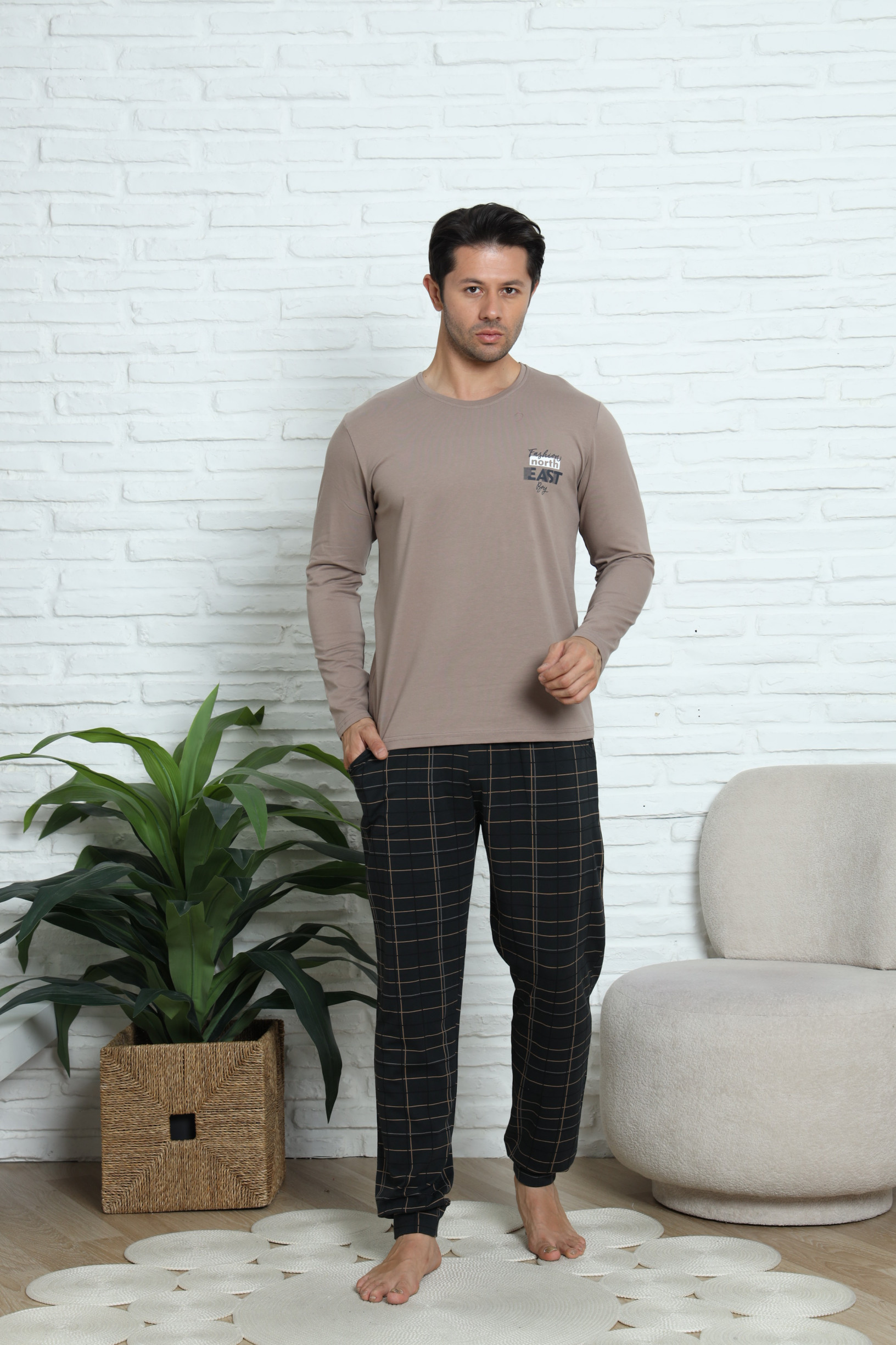 Мужской комплект штаны в клетку Plus Size - North East