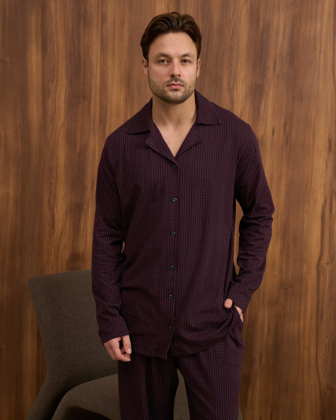 Мужской комплект на пуговицах Plus Size - бордовый