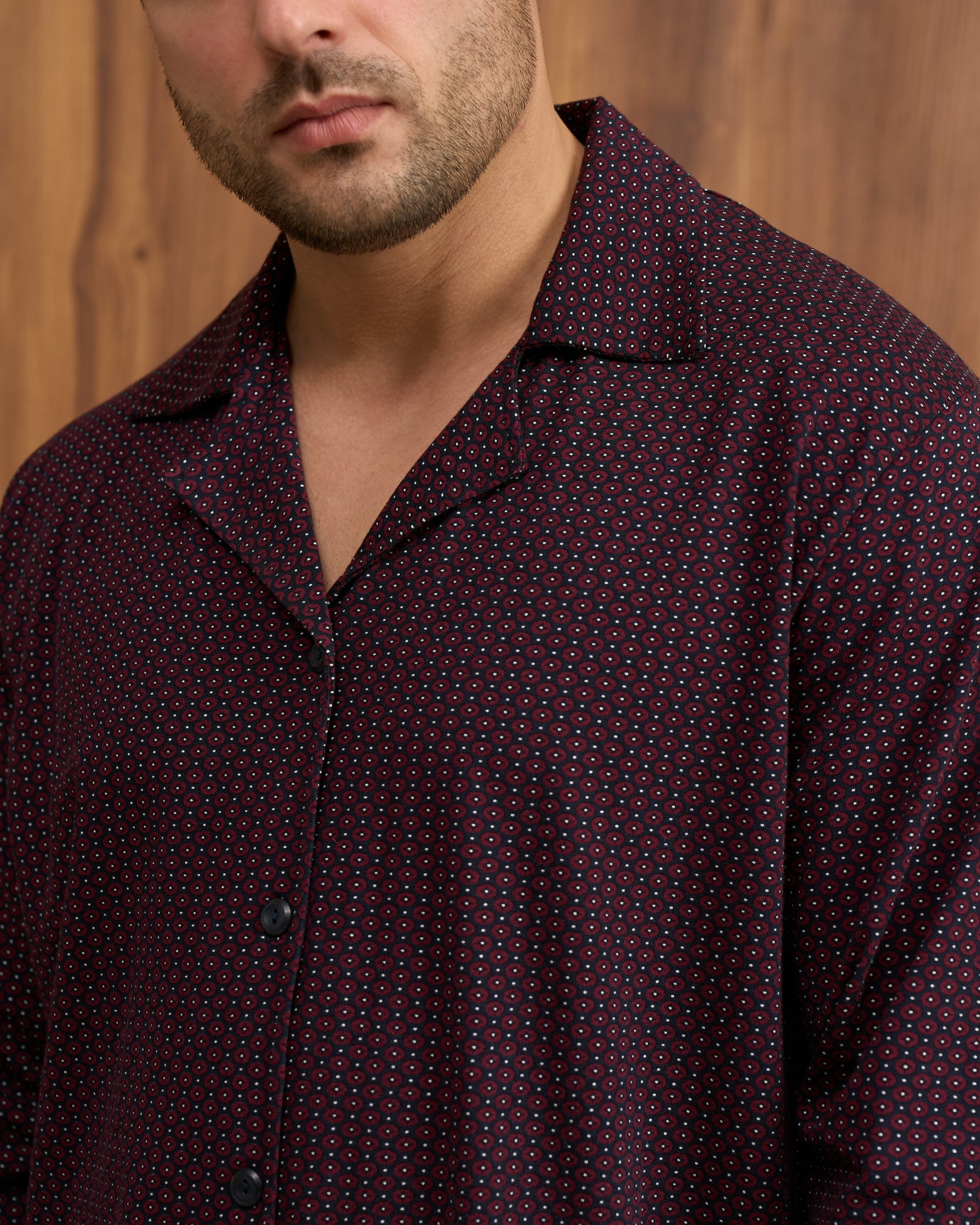 Чоловічий комплект на ґудзиках Plus Size - бордовий