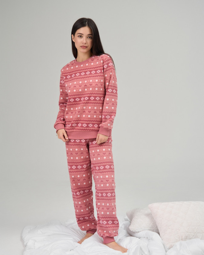 Жіночий костюм зі штанами Фліс - зимовий візерунок