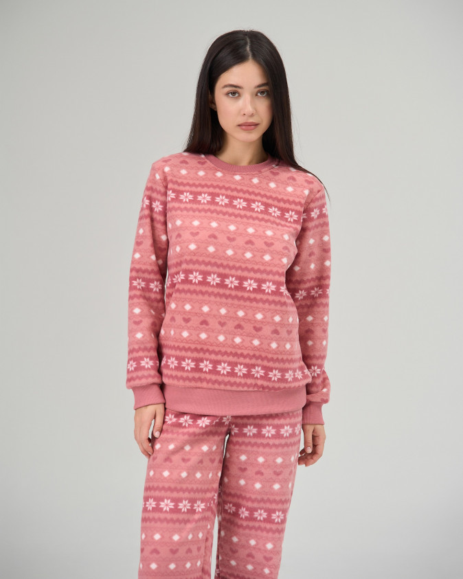 Жіночий костюм зі штанами Фліс - зимовий візерунок