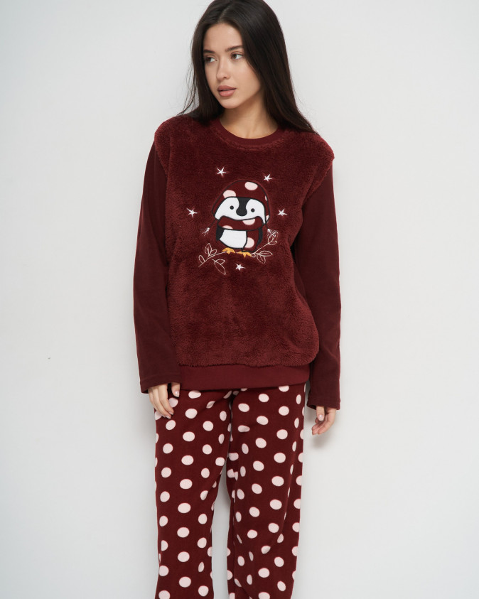 Женский костюм со штанами Велюрсофт+Флис - Пингвин Уценка