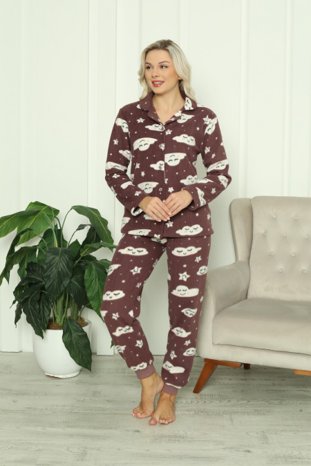 Флісовий жіночий костюм зі штанами - Хмаринки та зірочки