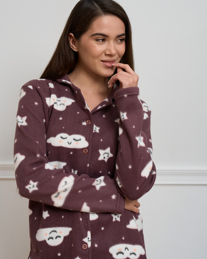 Флісовий жіночий костюм зі штанами - Хмаринки та зірочки