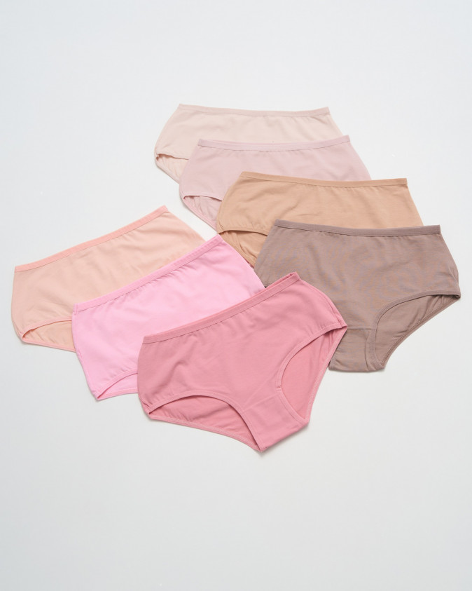 Жіночі трусики з високою посадкою - бежево-рожевий мікс - від 7 шт.