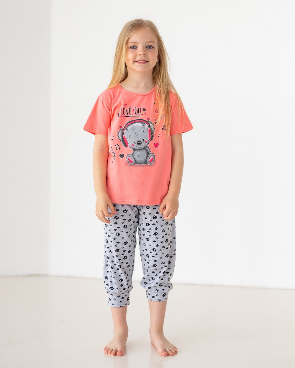 Підлітковий комплект з капрі на дівчинку - ведмедик