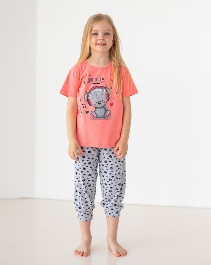 Подростковый комплект с капри на девочку - мишка