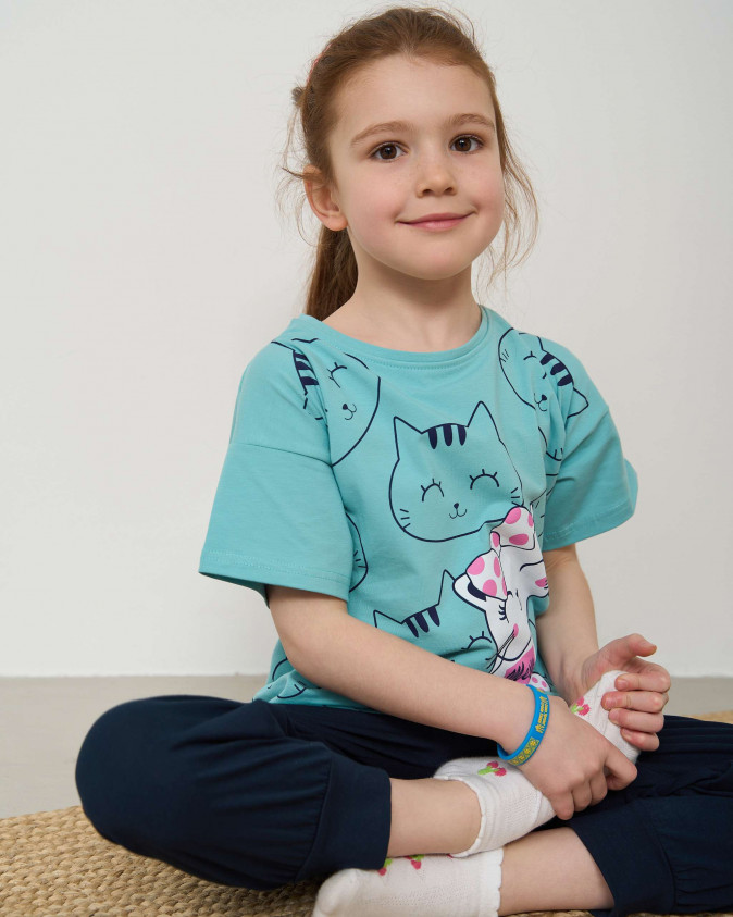Підлітковий комплект з капрі на дівчинку - Котики