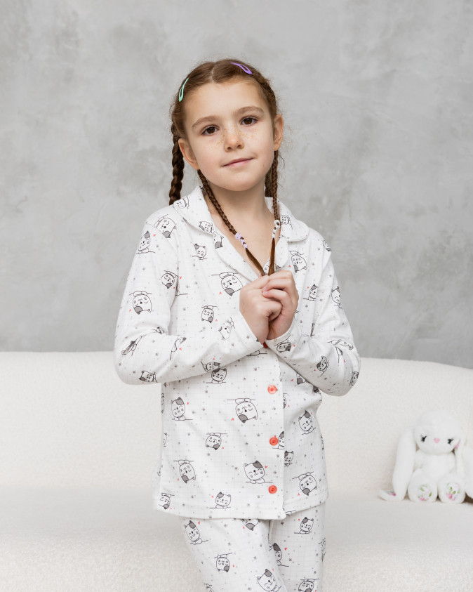 Пижама на девочку Интерлок - Котики - Family look мама/дочка