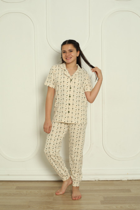 Підліткова піжама на дівчинку на ґудзиках - Family look мама/донька