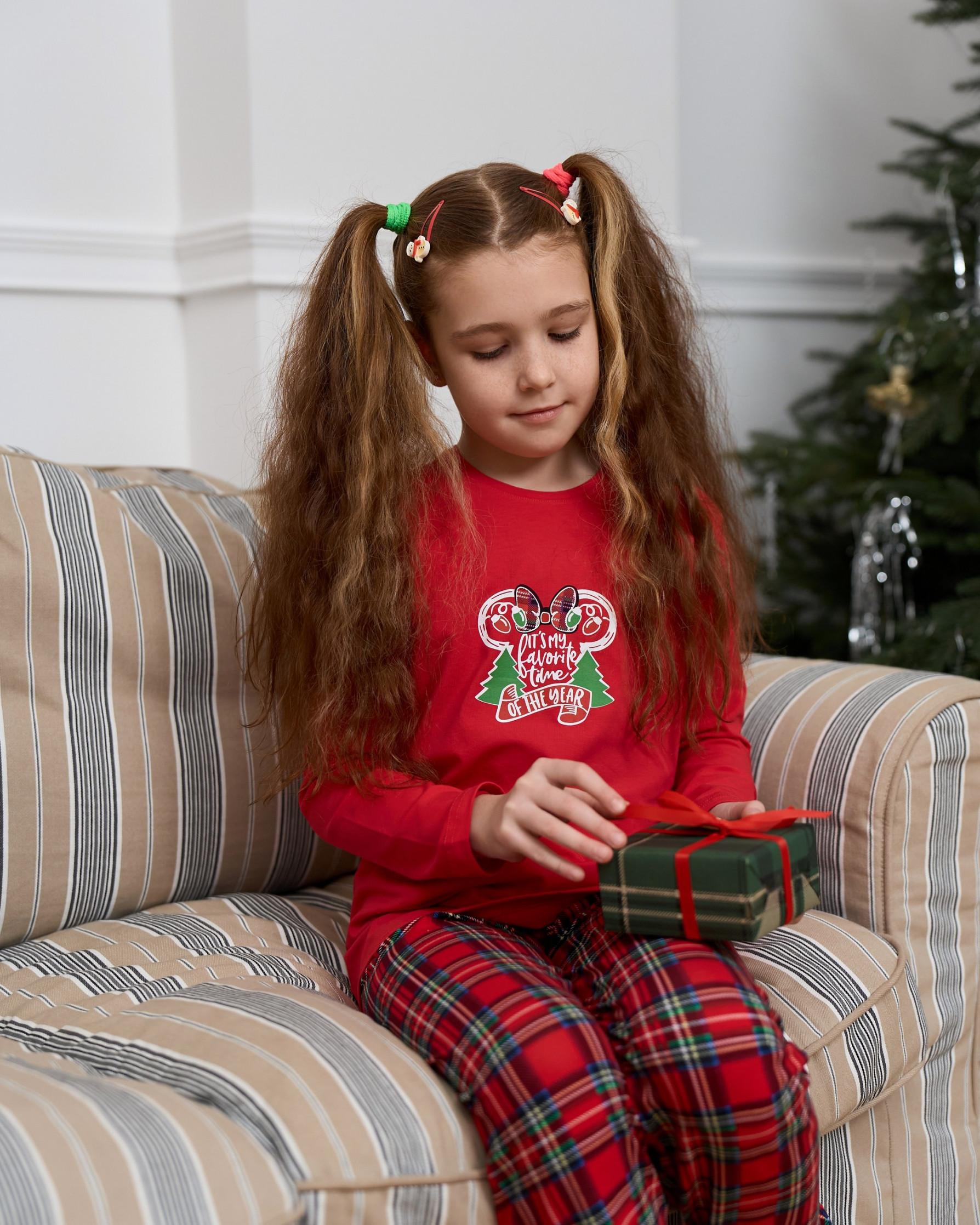 Пижама на девочку-подростка - Новогодняя Минни - Family look для семьи