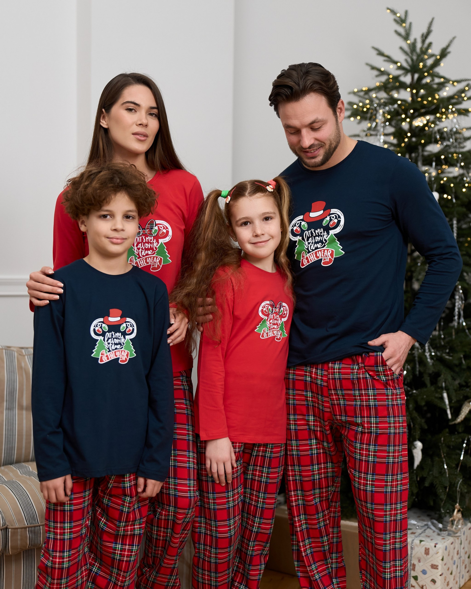 Пижама на девочку-подростка - Новогодняя Минни - Family look для семьи