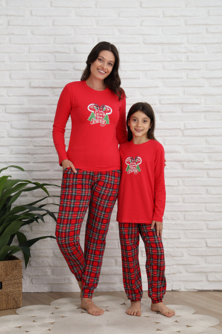 Пижама на девочку-подростка - Новогодняя Минни - Family look для семьи