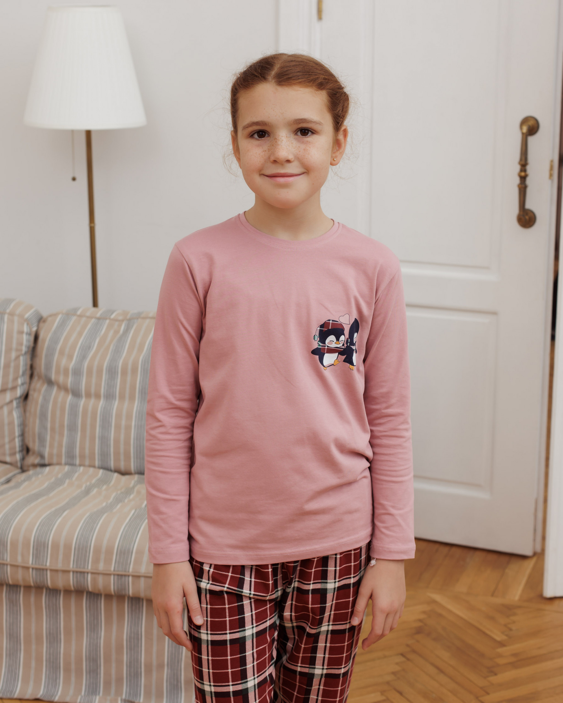 Підліткова піжама на дівчинку - 2 пінгвіна - Family look мама/донька