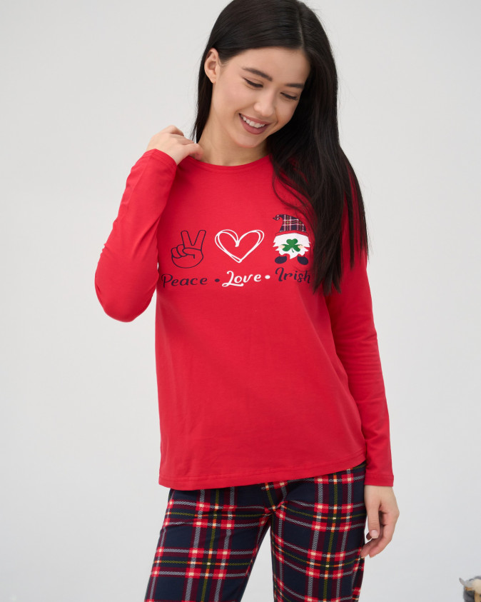Жіноча піжама зі штанами -  Peace,Love,Irish - Family look для пари