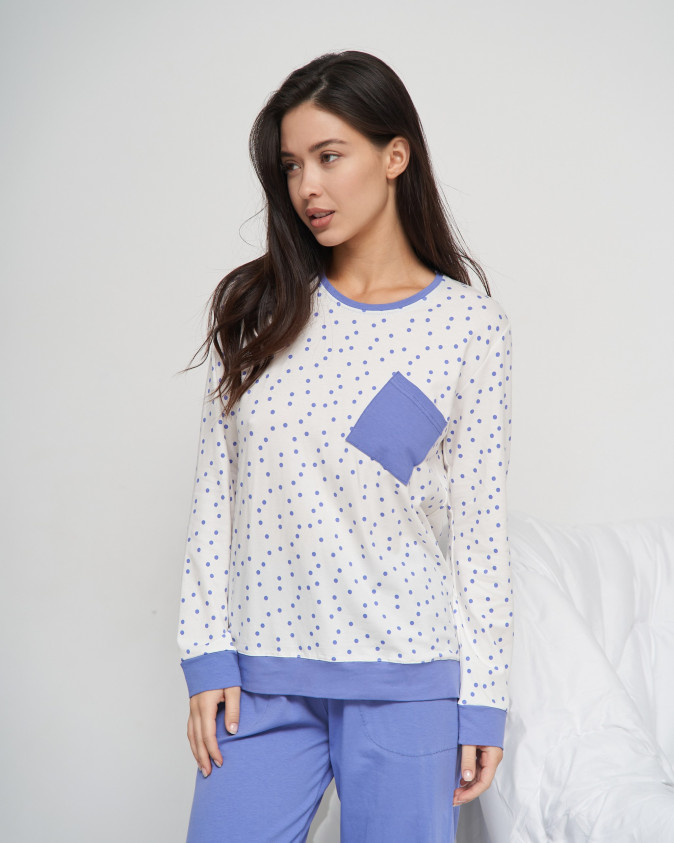 Женский комплект со штанами - синий карманчик