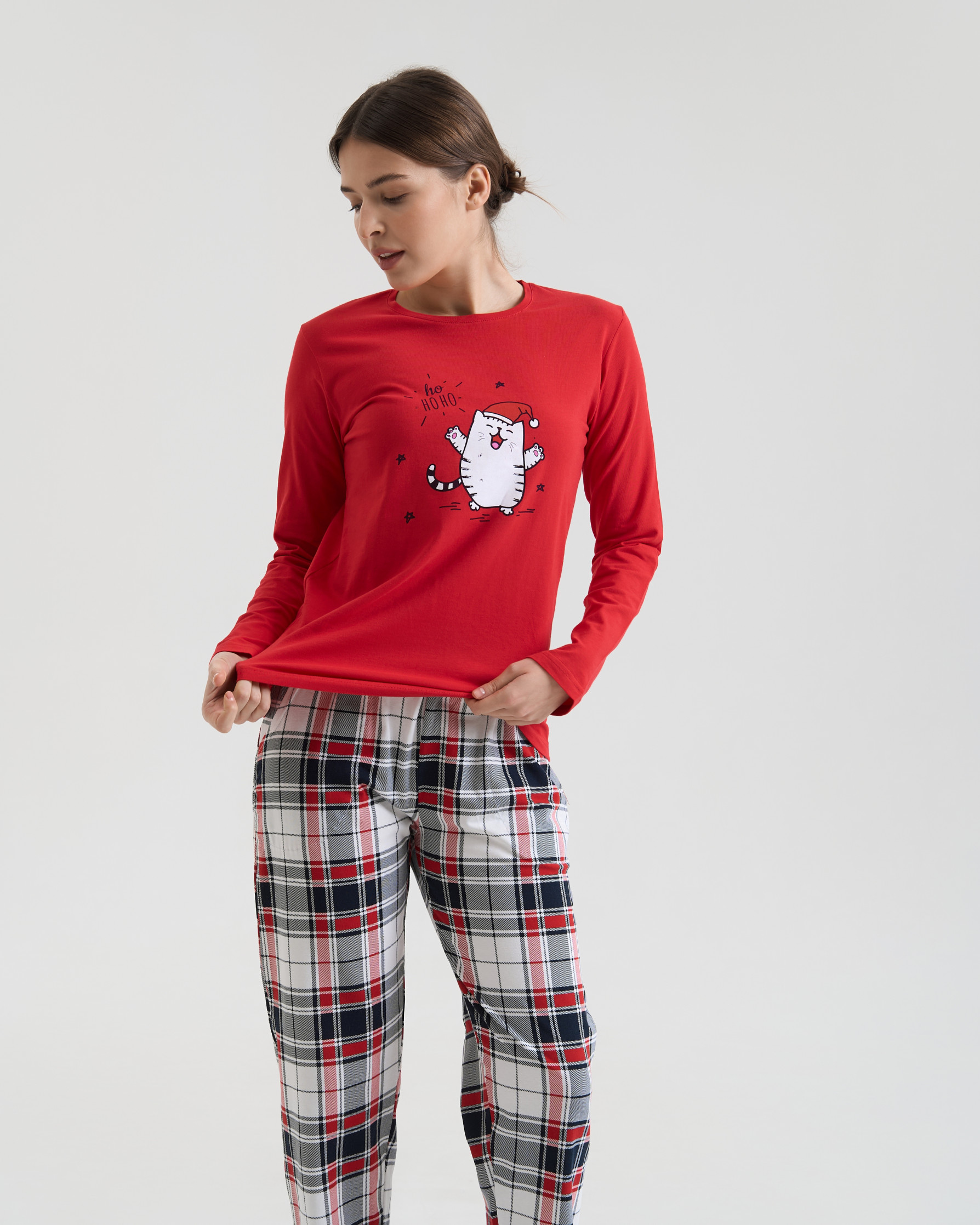 Жіноча піжама зі штанами - котик у шапці