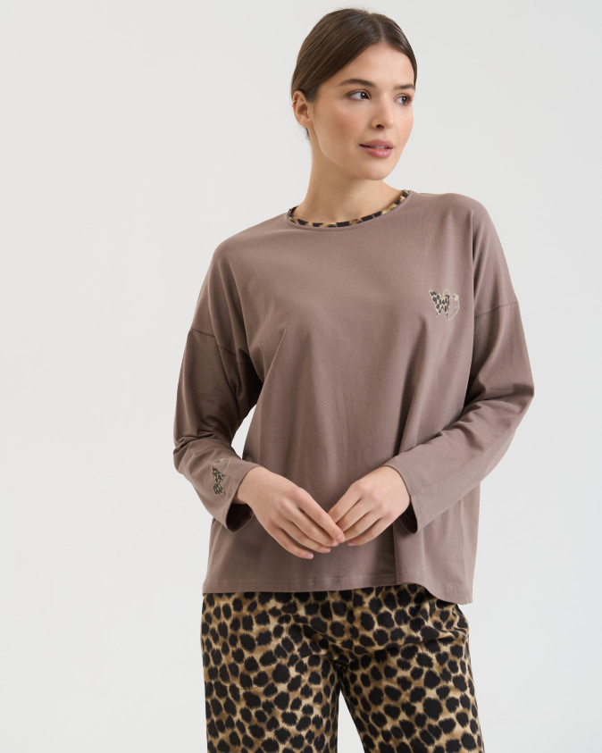 Коричневий жіночий комплект зі штанами Леопард