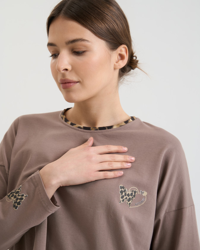 Коричневий жіночий комплект зі штанами Леопард