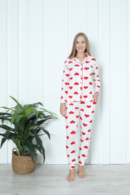 Жіночий комплект зі штанами - Сердечки - Family look мама/донька 